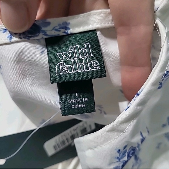 Wild Fable Women's Long Sleeve Cotton Milkmaid Top blue/white- sz large- nwt - Picture 9 of 10